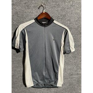 Pearl Izumi Cycling Jersey Mens Medium Gray White Half Zip Short Sleeve Pockets